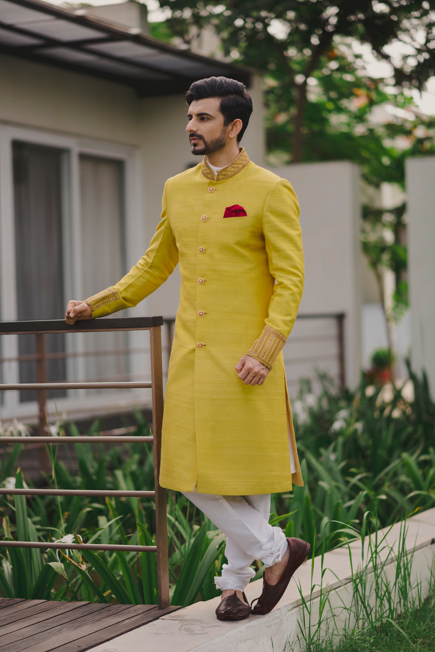 Yellow sherwani sale for groom