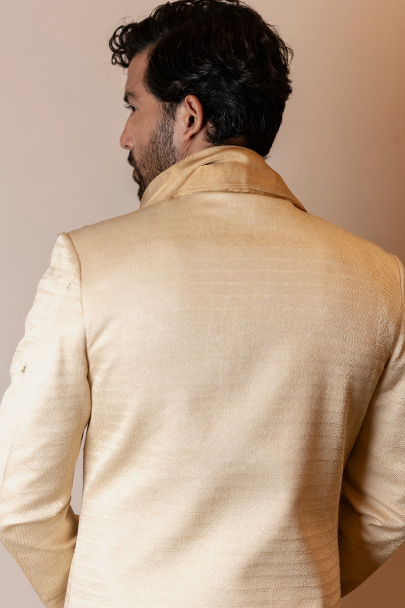 Golden Motifs Sherwani with Stole