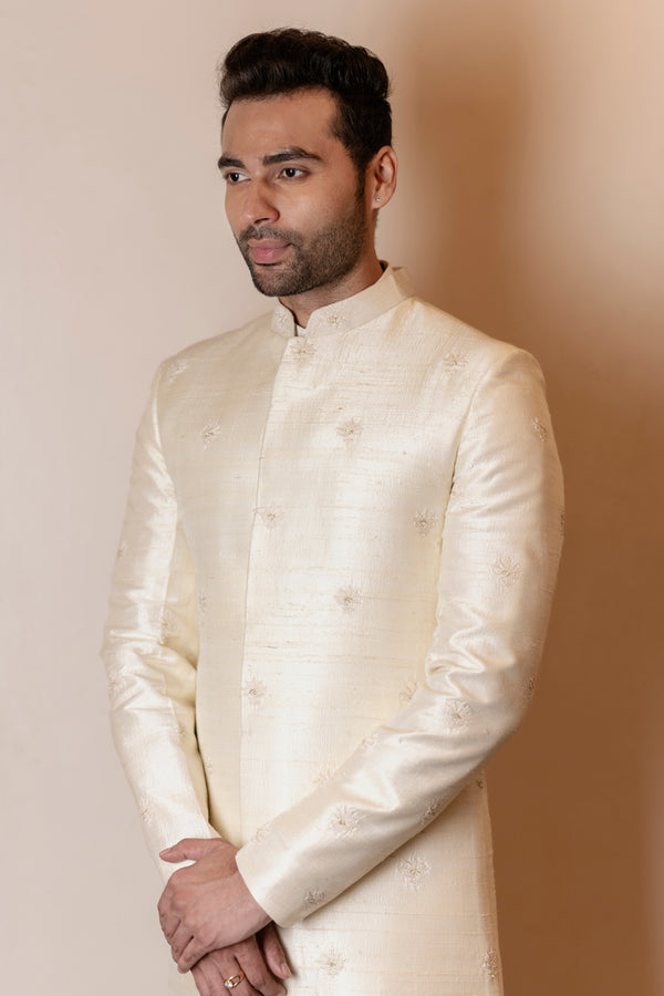 Ivory Pearl Motif Sherwani