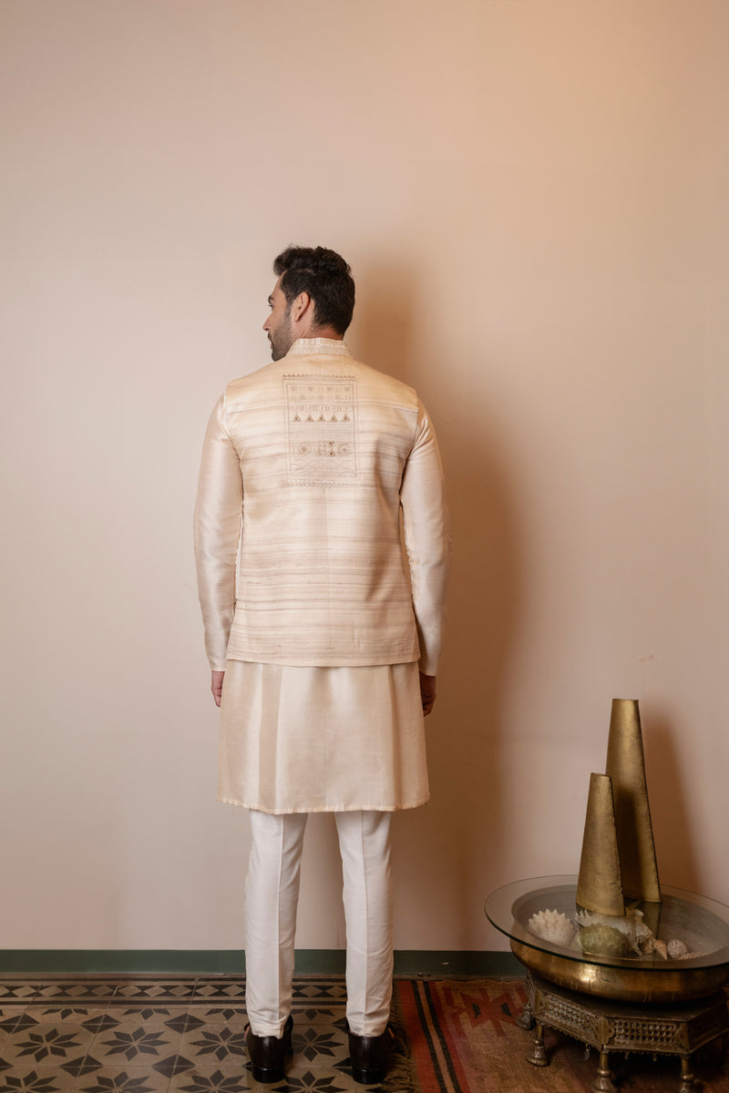 Beige Geometric Embroidery Jacket