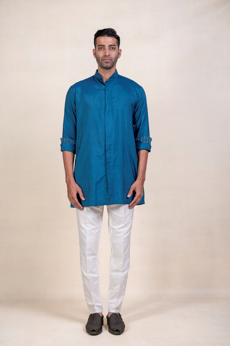 Blue Shirt Style Kurta