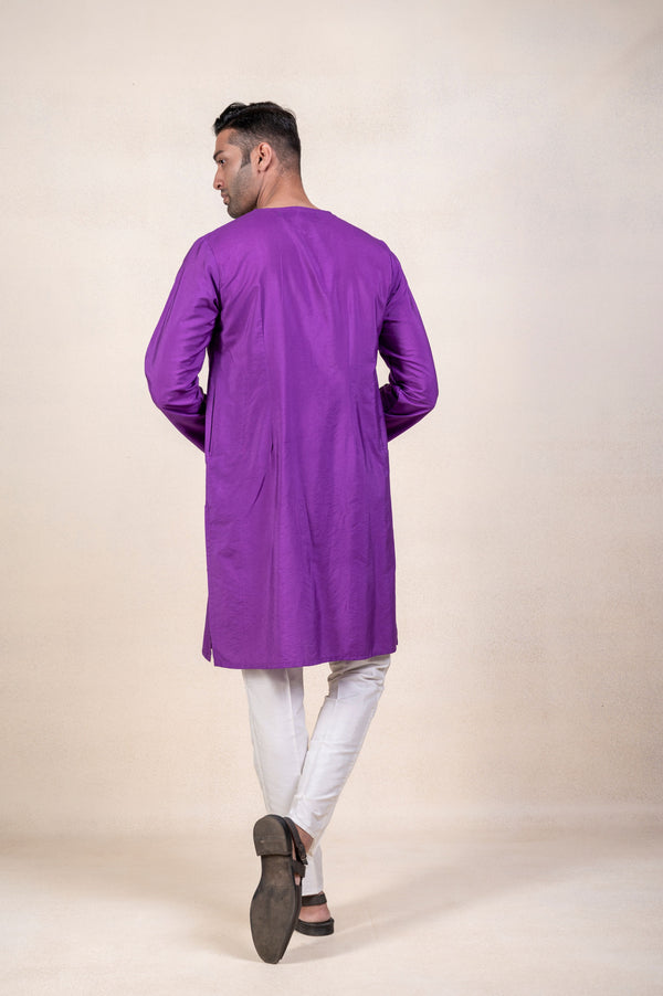 Purple Pintucks Plackett Kurta