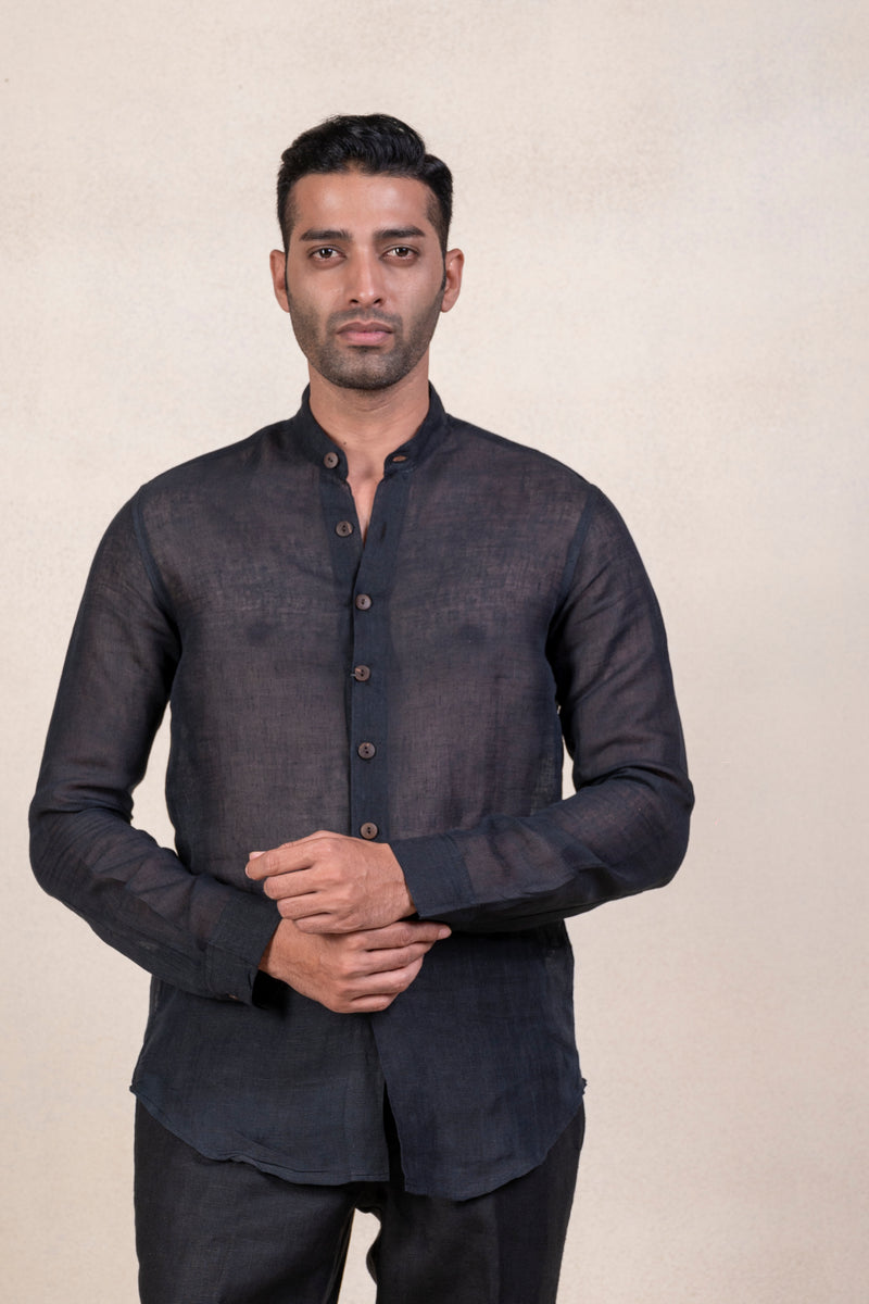 Black Linen Kaatha Shirt
