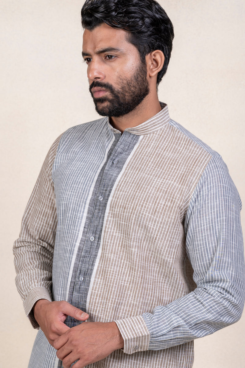 Grey Lining Half and Half Shirt