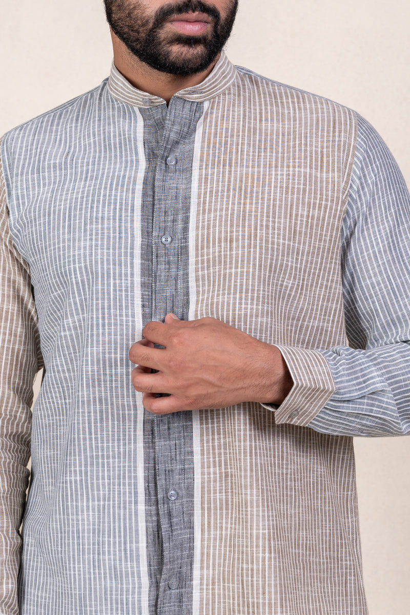 Grey Lining Half and Half Shirt