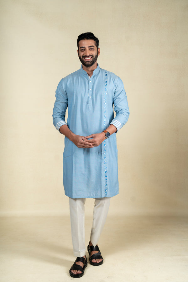 Light Blue Embroidery Kurta