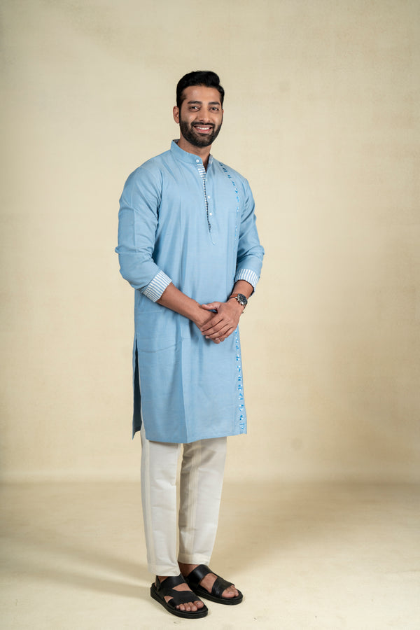 Light Blue Embroidery Kurta