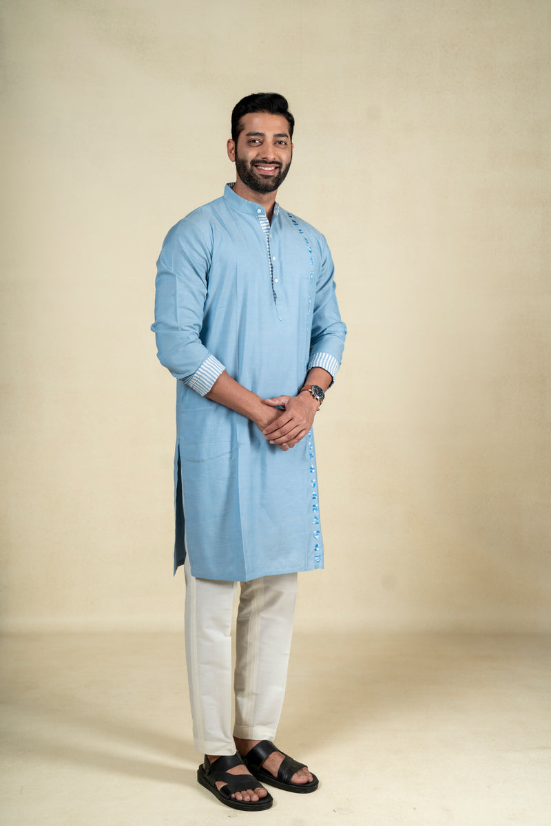 Light Blue Embroidery Kurta