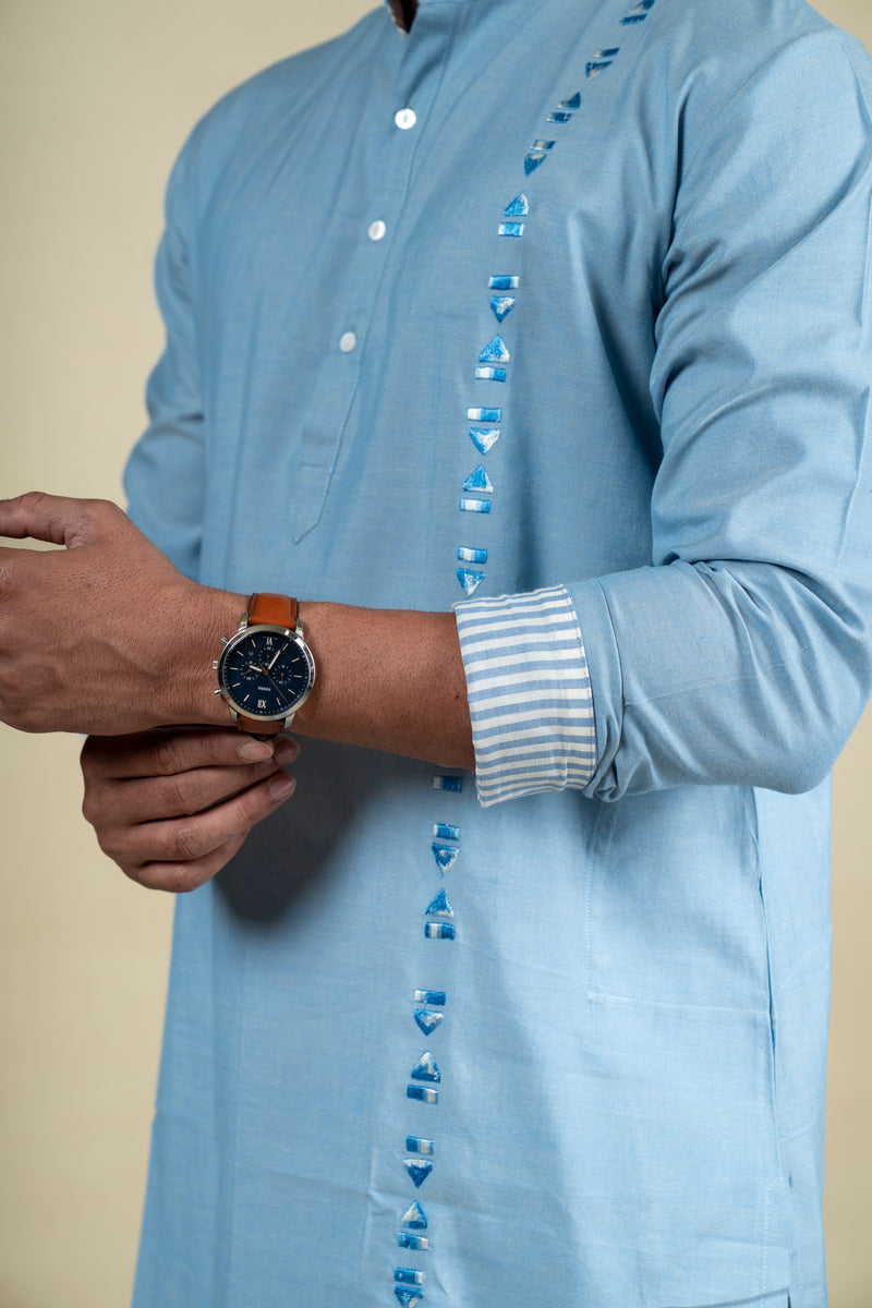 Light Blue Embroidery Kurta