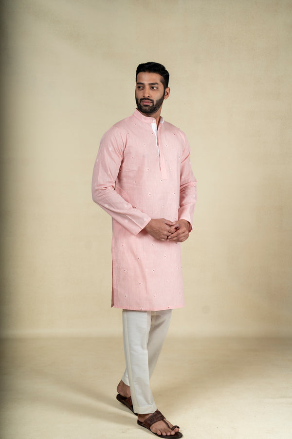 Pastel Pink Motif Kurta