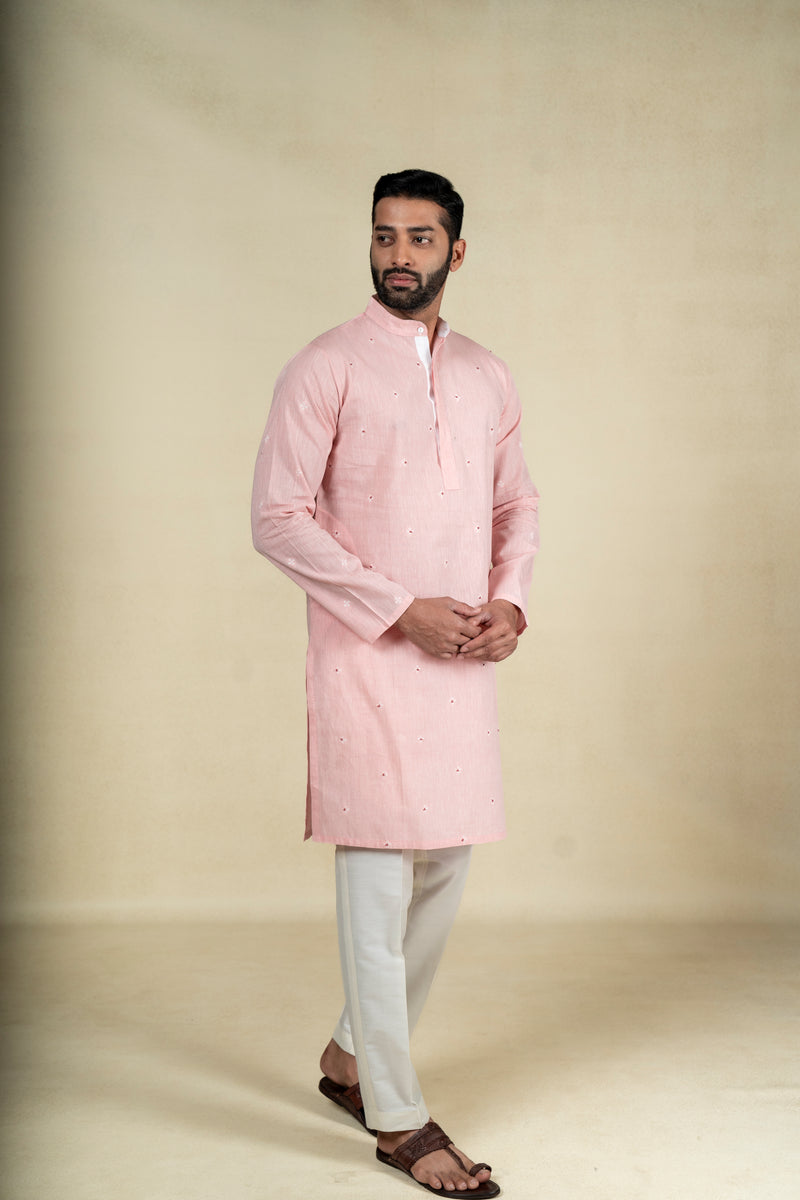Pastel Pink Motif Kurta