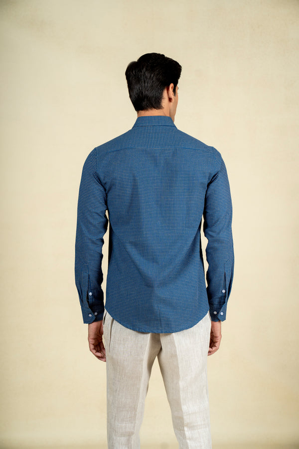 Dark Blue Checks Shirt