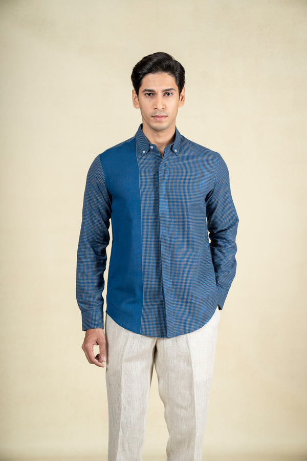 Dark Blue Checks Shirt
