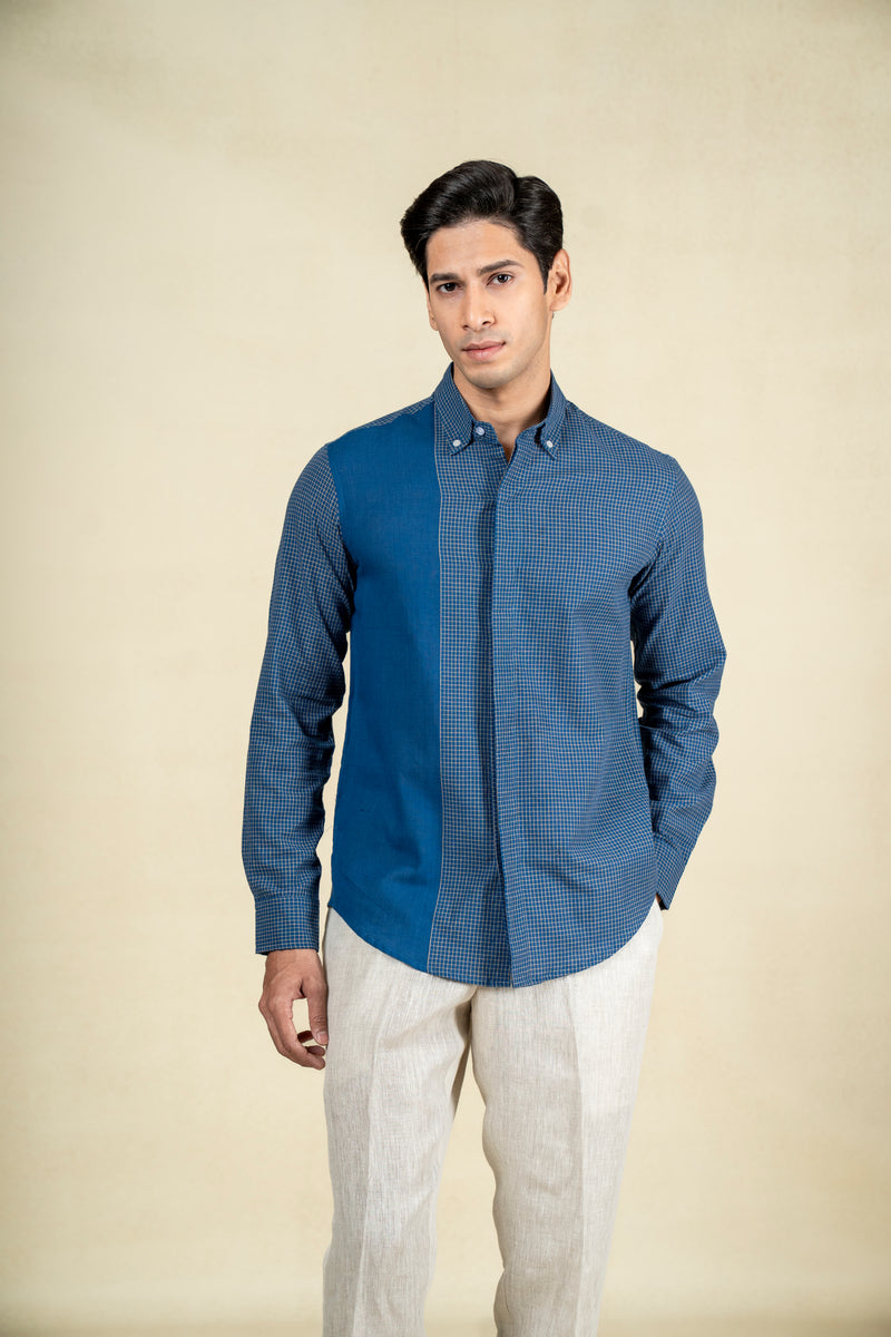 Dark Blue Checks Shirt