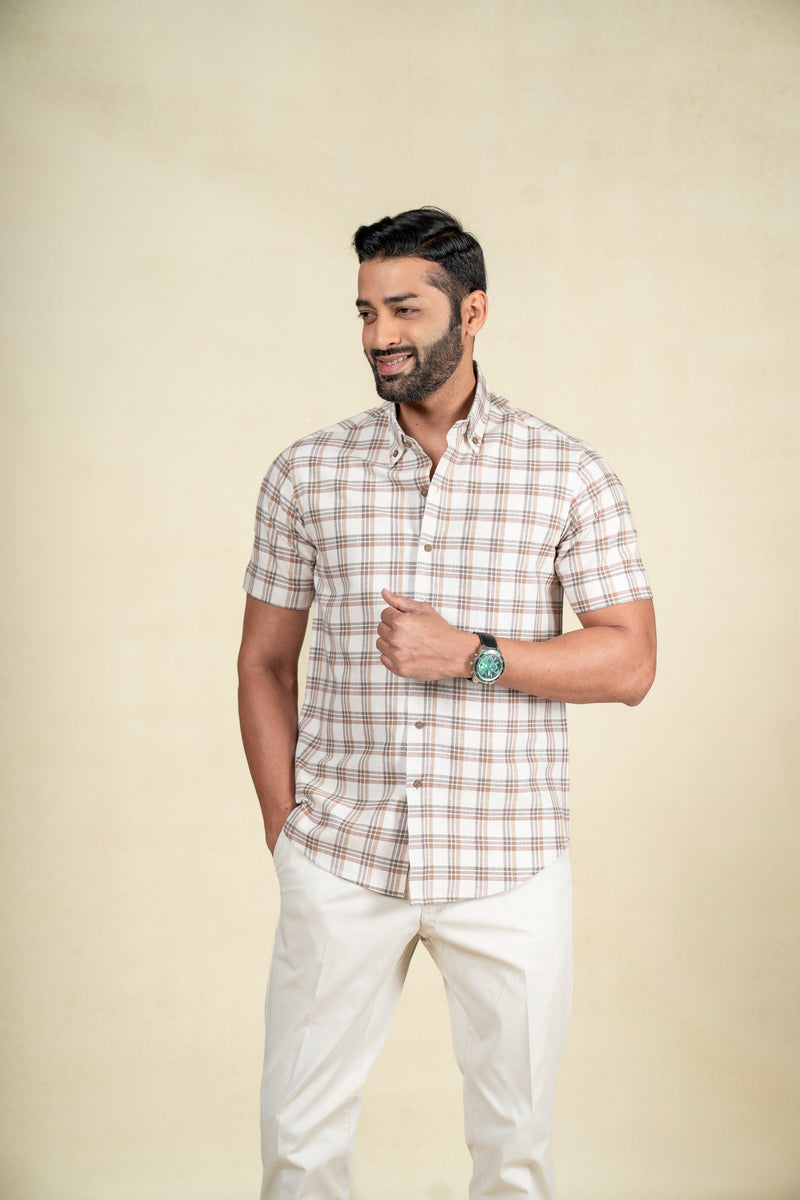 Beige Big Checks Shirt