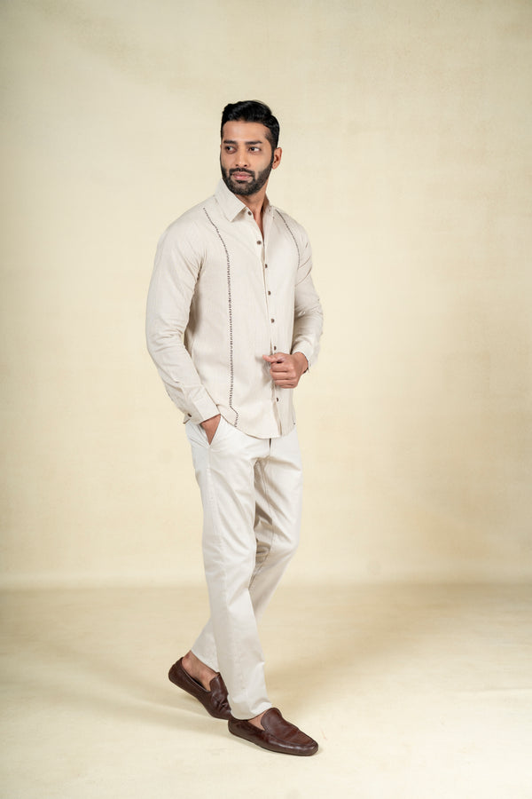 Beige Micro Linear Shirt