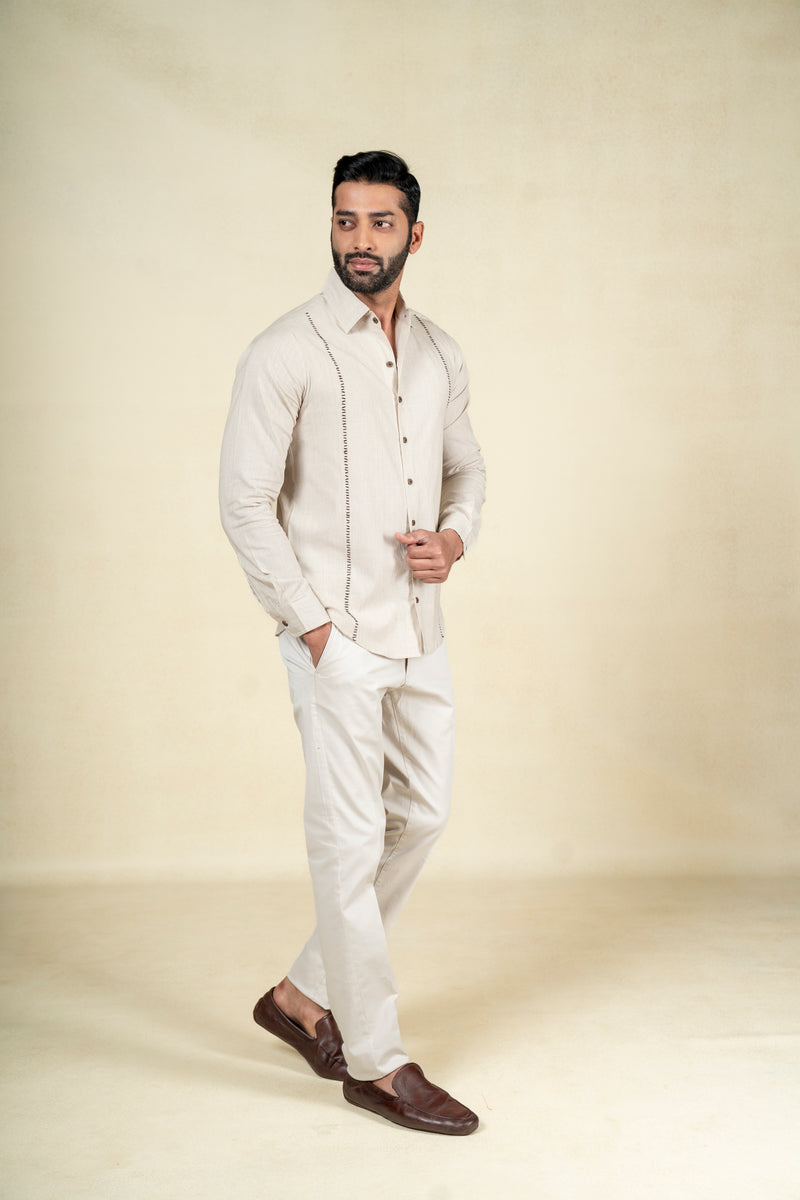 Beige Micro Linear Shirt