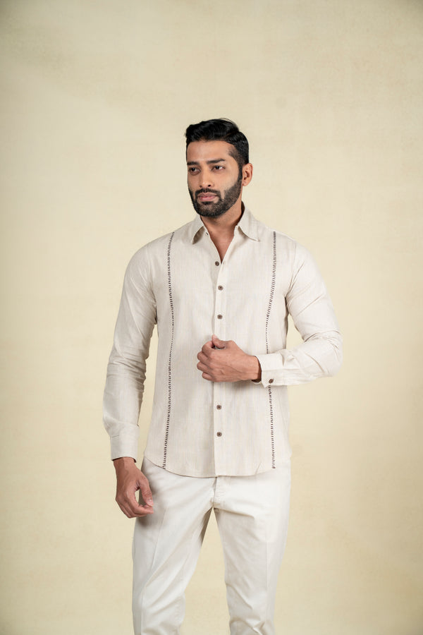 Beige Micro Linear Shirt