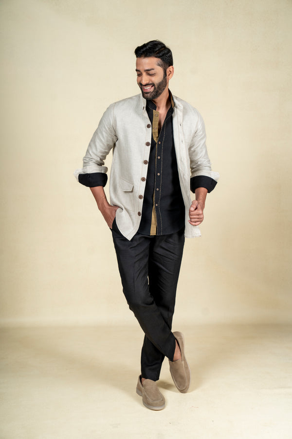 Beige Linen Shacket