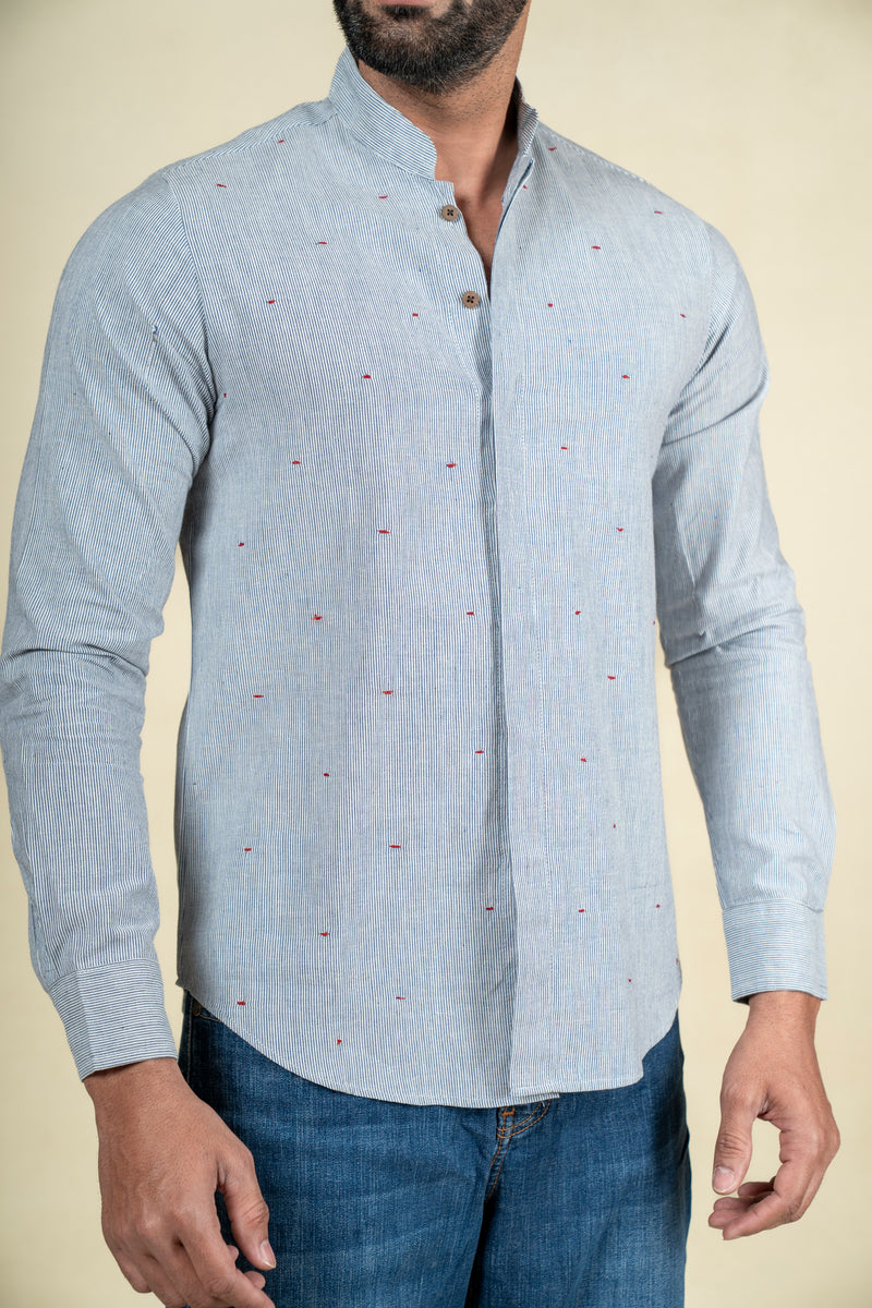 Blue Micro Linear Shirt