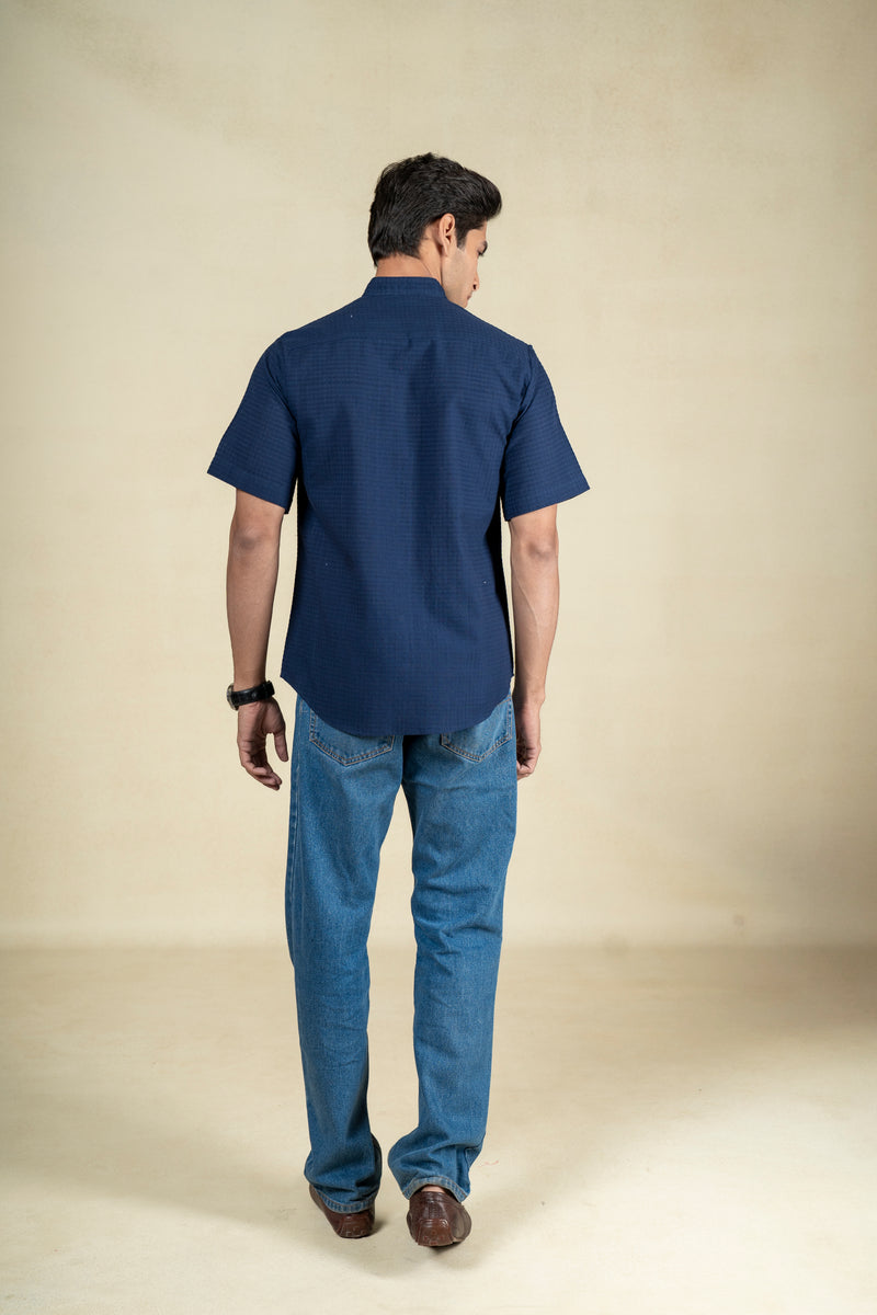 Dark Blue Cross Stitch Shirt