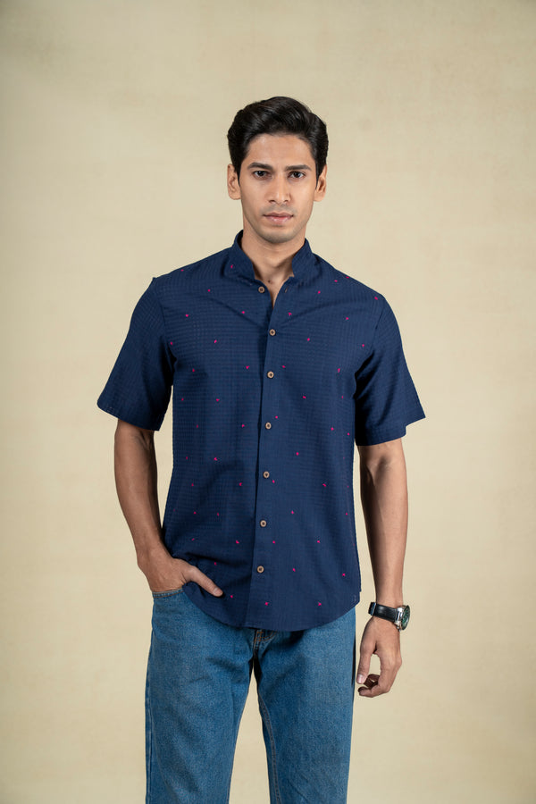 Dark Blue Cross Stitch Shirt