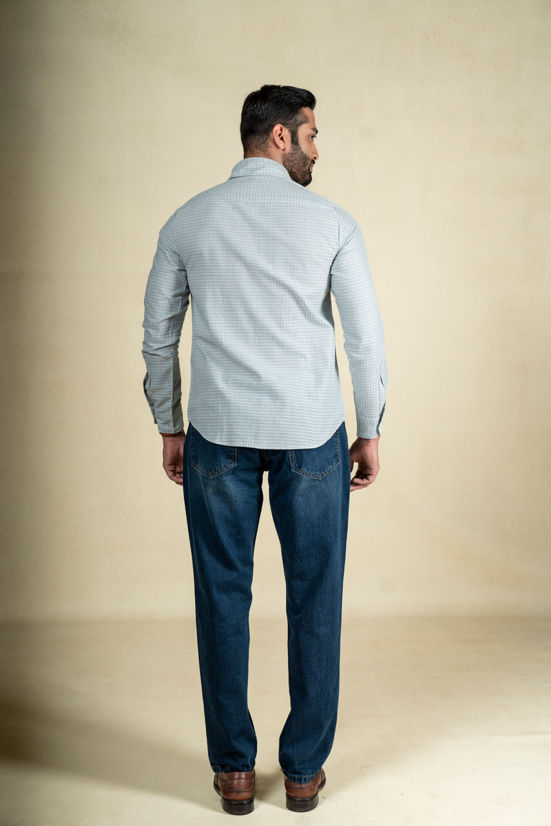Light Blue Cross Stitch Shirt