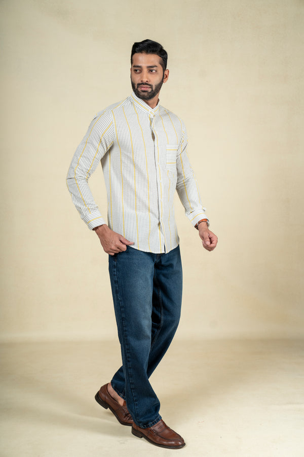 Yellow Seersucker Shirt
