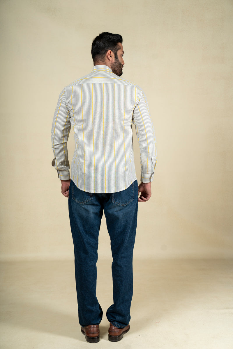 Yellow Seersucker Shirt