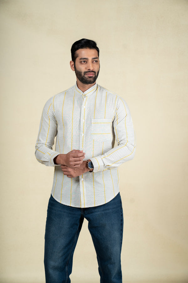 Yellow Seersucker Shirt