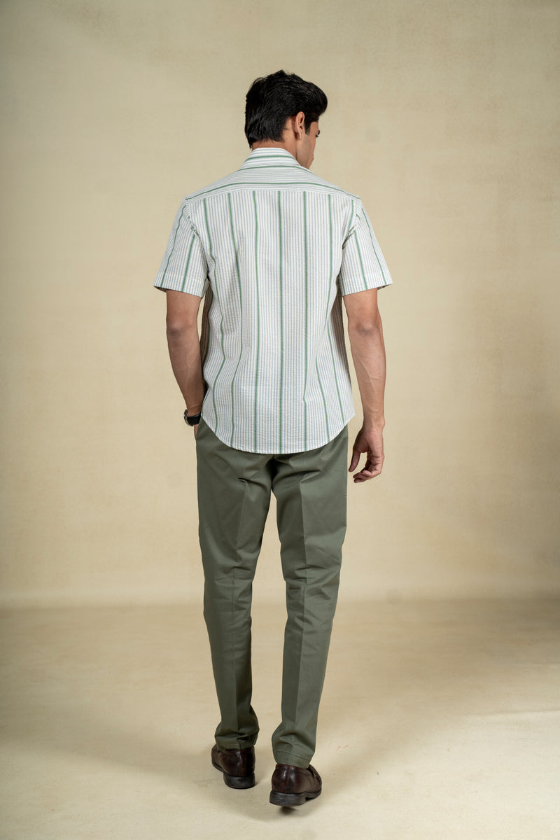 Green Seersucker Shirt