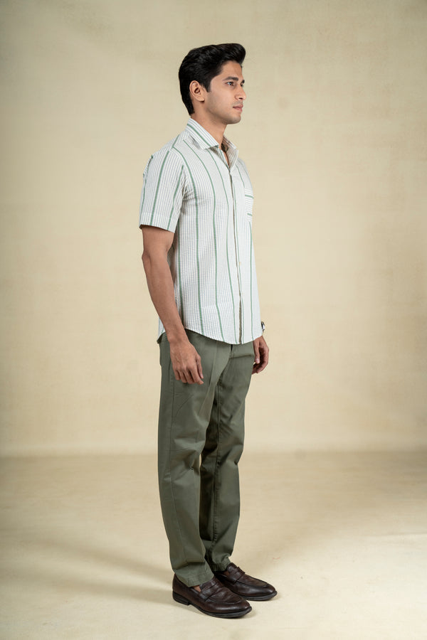 Green Seersucker Shirt