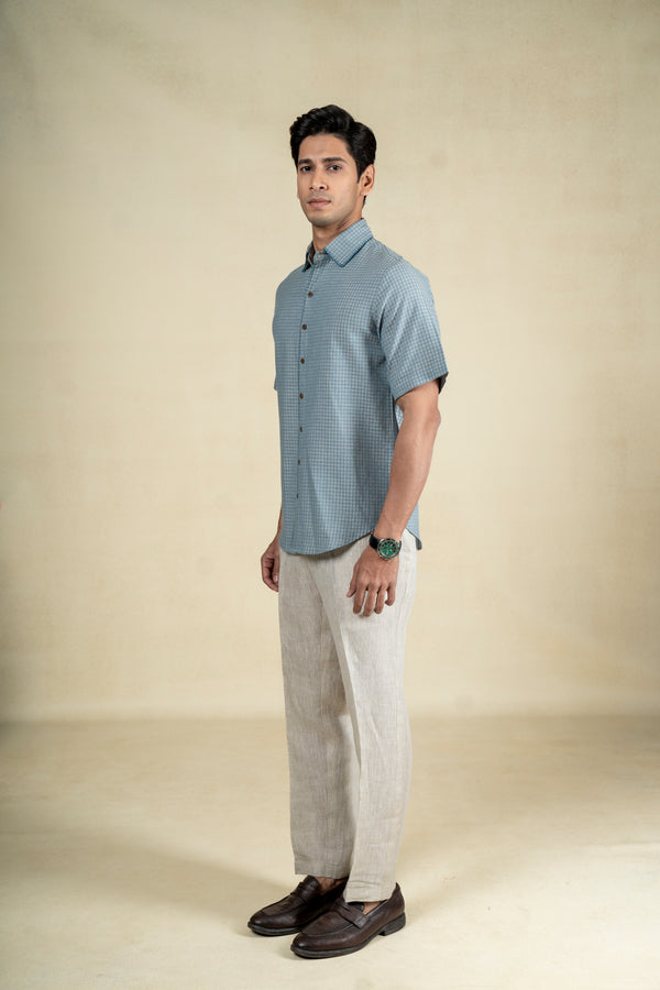 Light Blue Blanket Stitch Shirt