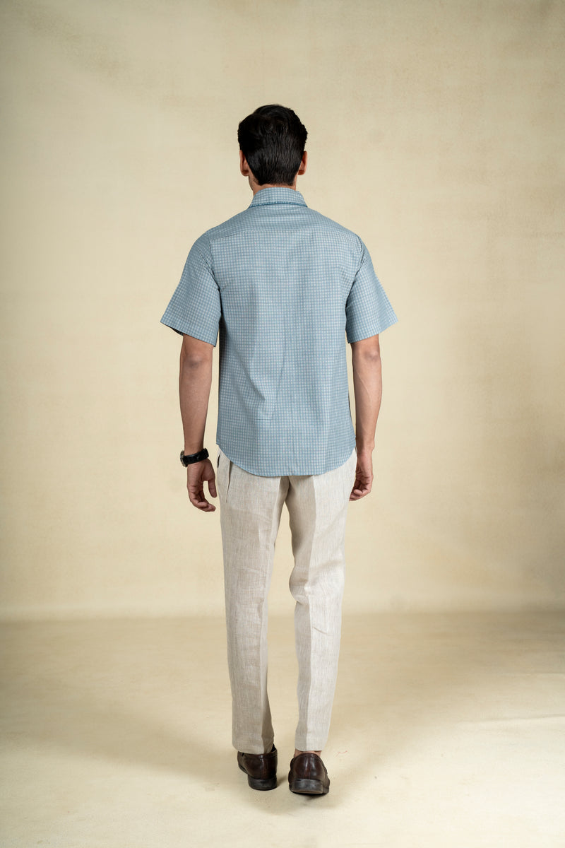 Light Blue Blanket Stitch Shirt