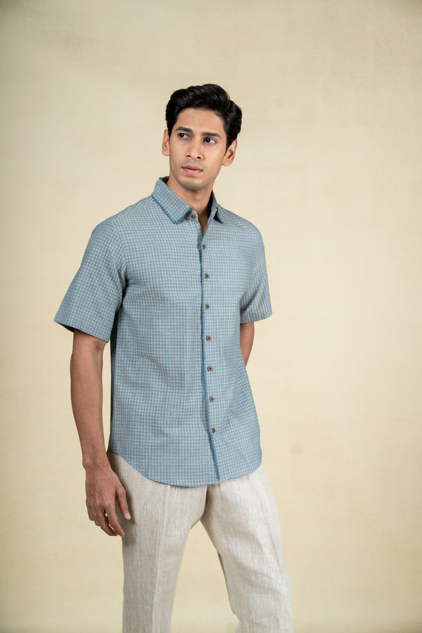 Light Blue Blanket Stitch Shirt