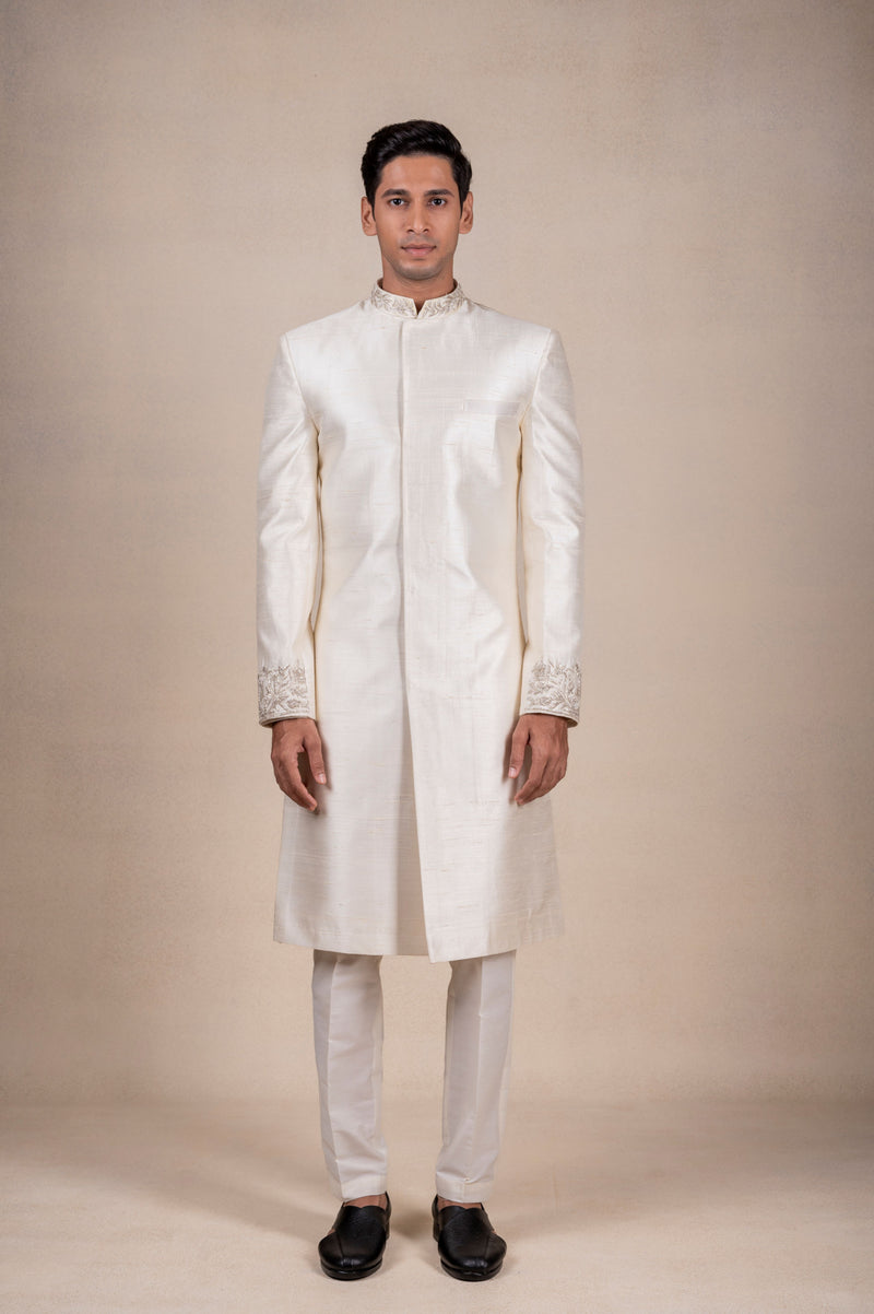 Pearl Sherwani with Organza Khes