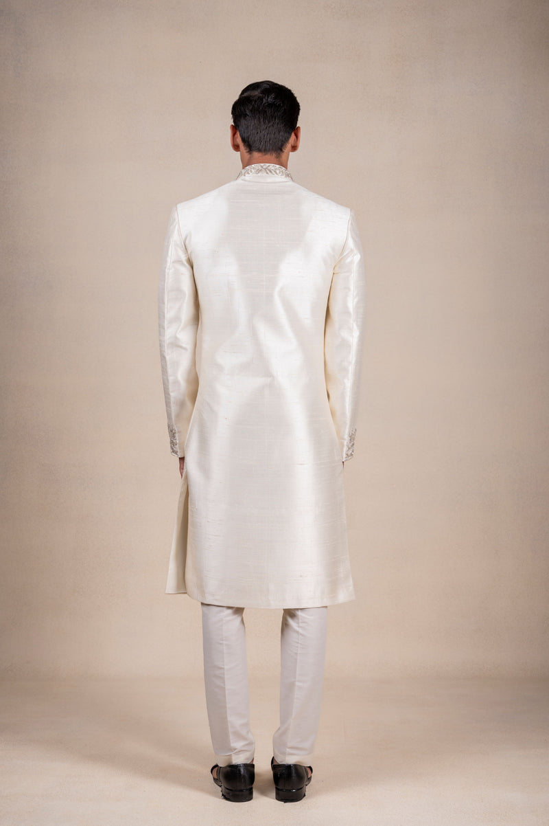 Pearl Sherwani with Organza Khes