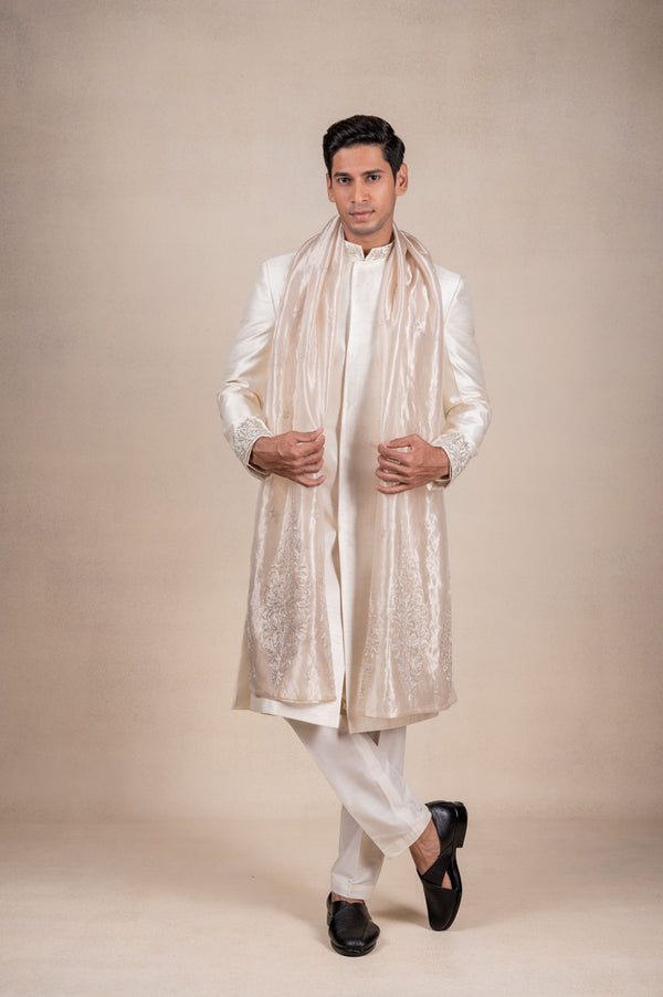 Pearl Sherwani with Organza Khes