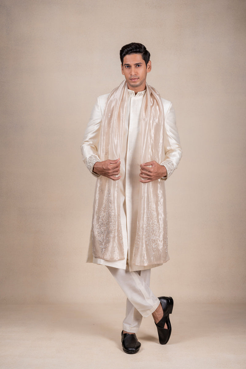 Pearl Sherwani with Organza Khes