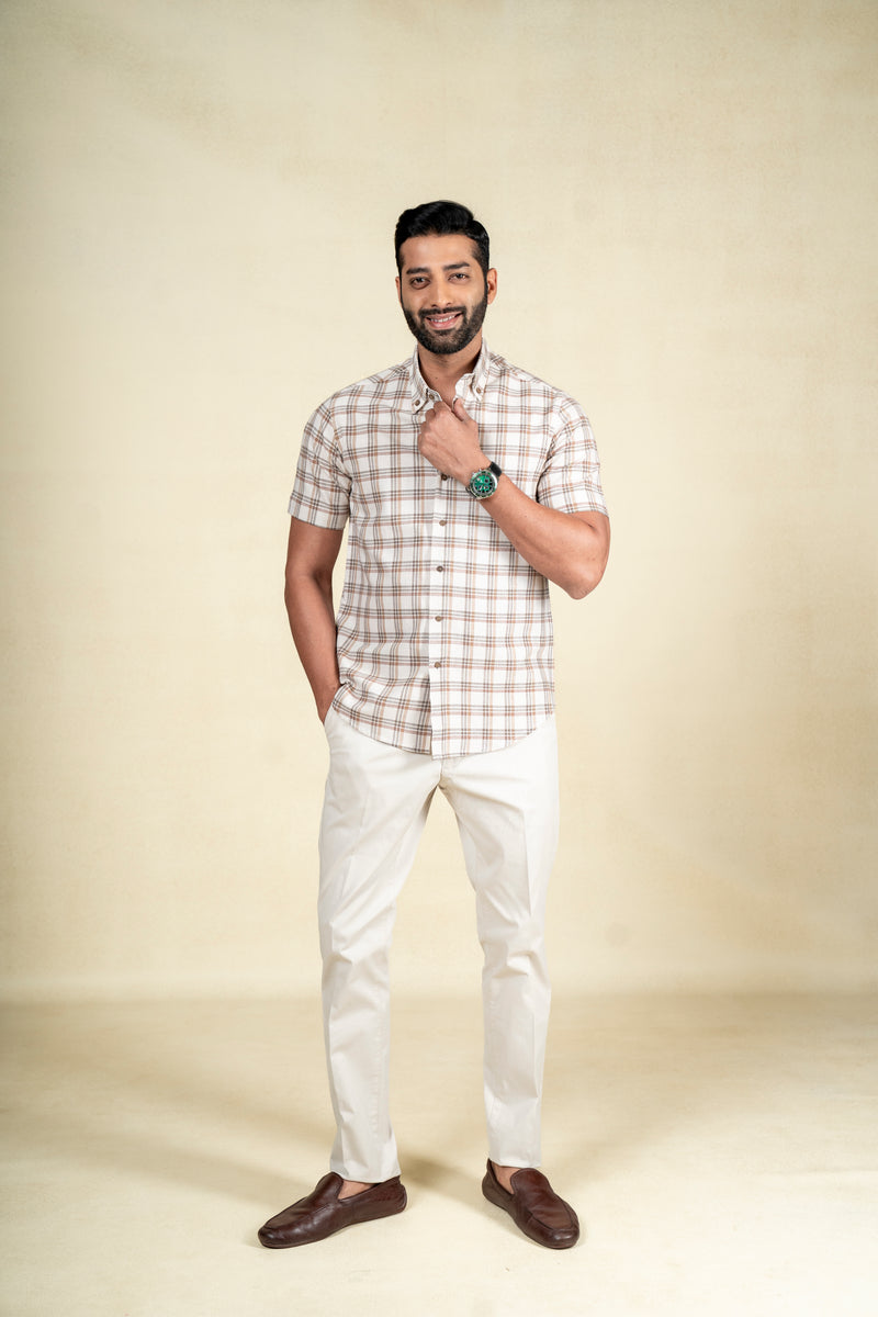 Beige Big Checks Shirt