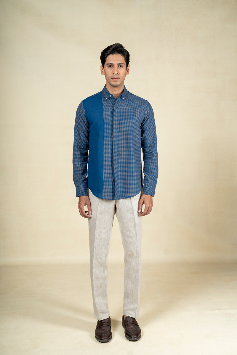 Dark Blue Checks Shirt