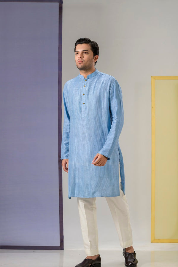 Light Blue Pintucks Short Kurta