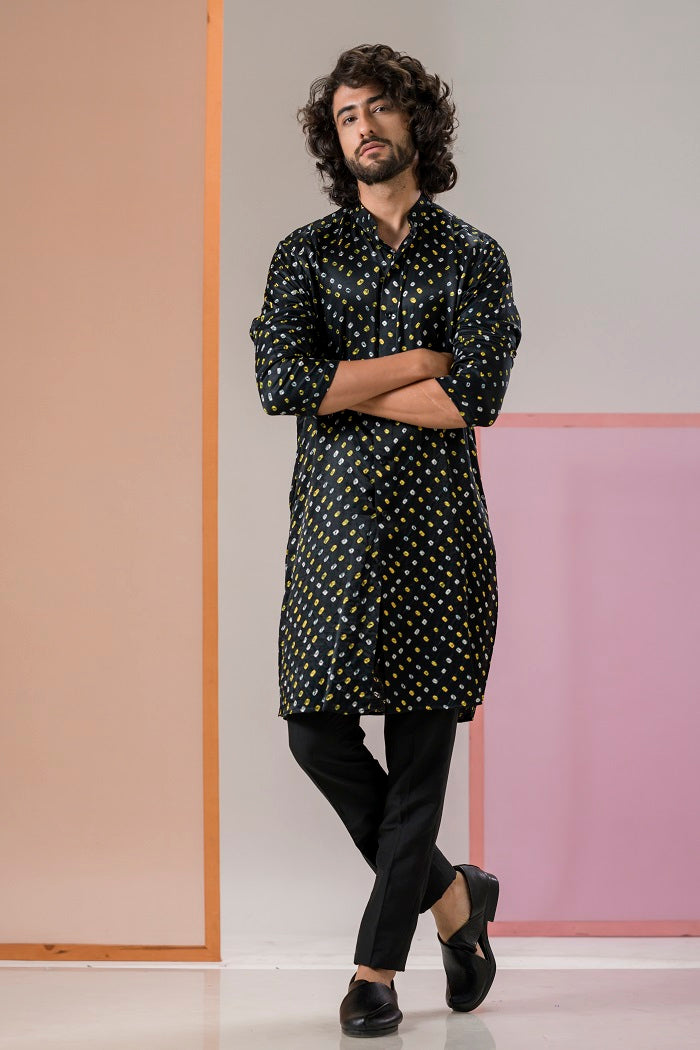 Black Bandhani Short Kurta