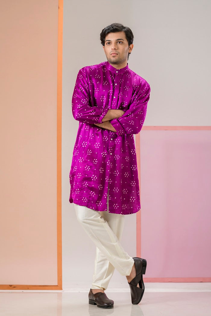 Pink Bandhani Short Kurta