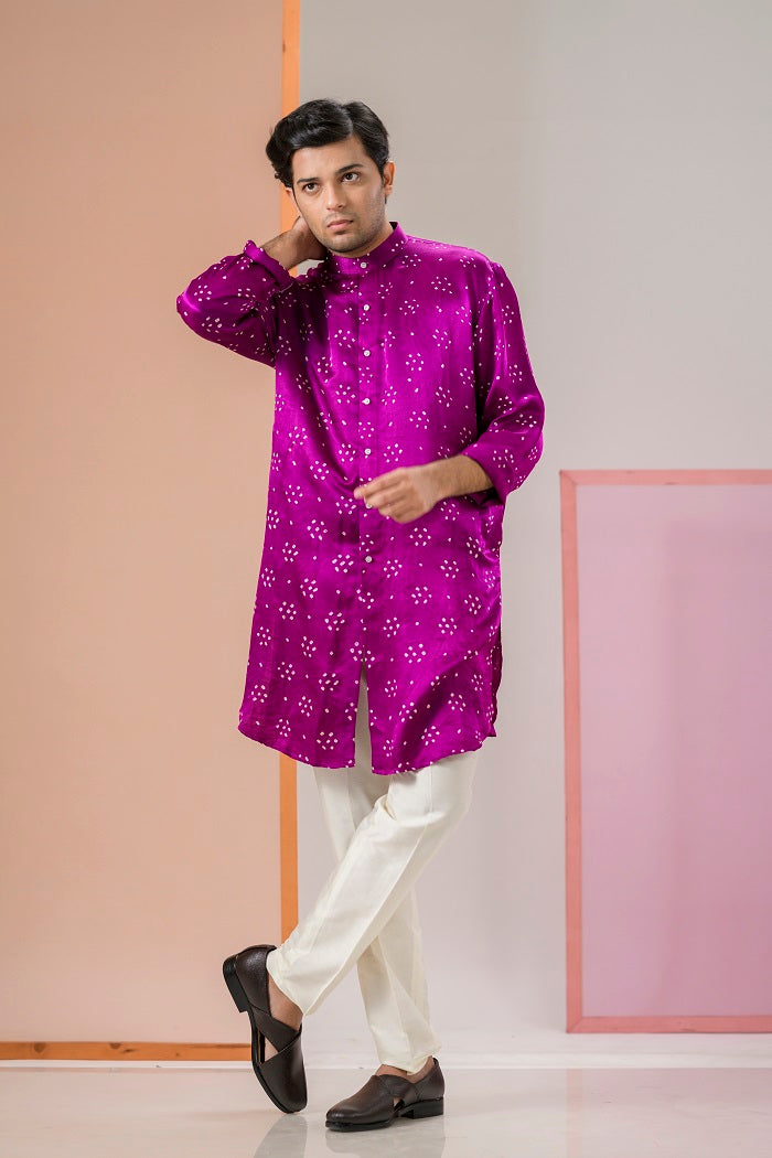 Pink Bandhani Short Kurta