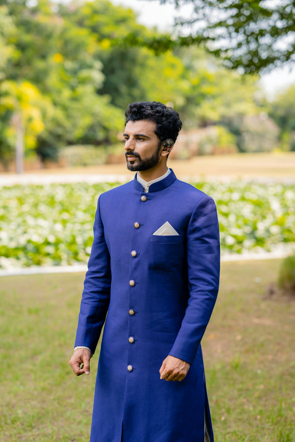 Royal Blue Classic Sherwani