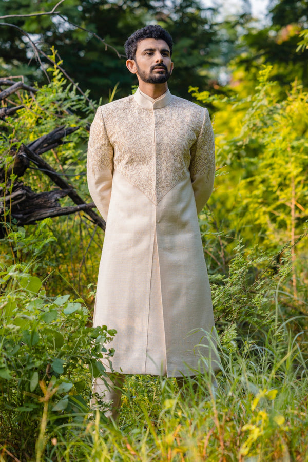 Beige Resham Sherwani