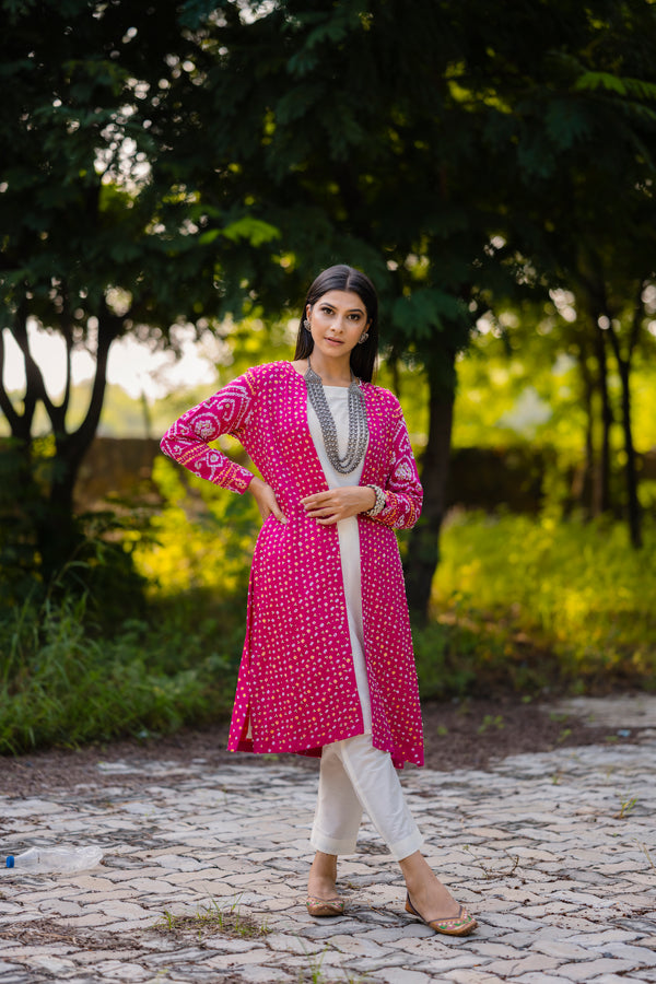 Pink Bandhani Set