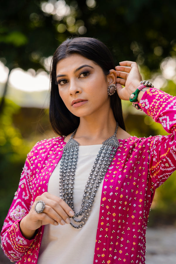 Pink Bandhani Set