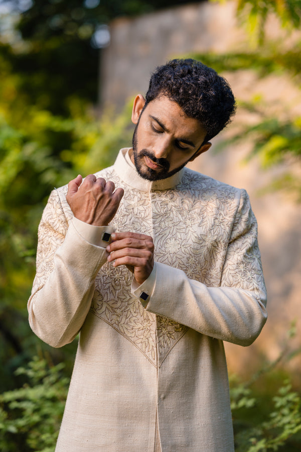 Beige Resham Sherwani